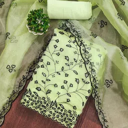 SAINOOR Zari Floral Embroidered Organza Unstitched Dress Material-picture-14