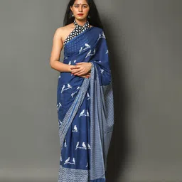 Craft Musium Floral Pure Cotton Bagru Saree-picture-19