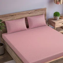 Trance Home Linen Rose Printed Cotton 300 TC Fitted Queen Bedsheet Set- 1.90 m x 1.52 m-picture-33