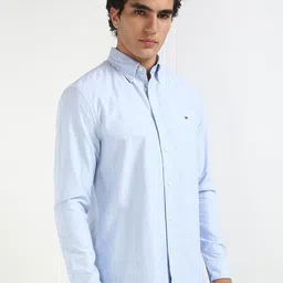 Tommy Hilfiger Men Button-Down Collar Vertical Striped Cotton Casual Shirt image 2