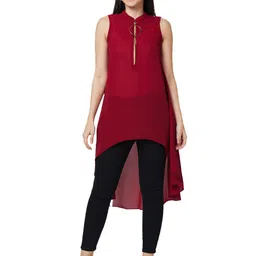 Iti Women Mandarin Collar High-Low Top-image-54