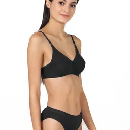 samvar Women Black,Maroon Cotton Bra Panty Set for Lingerie Set Undergarments Pack of 2 image 4
