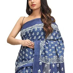 Craft Musium Ethnic Motifs Pure Cotton Block Print Saree With Blouse image 2