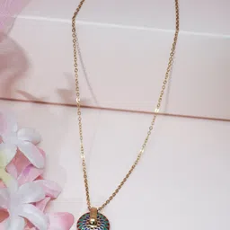 Niscka Gold-Plated Square Pendant With Chain image 1