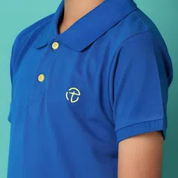 V-Mart Boys Solid Polo Collar Cotton T-shirt image 2
