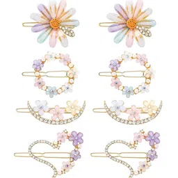 SHREEWATCHES Women Set of 8 Embellished Claw Clips Hair Accessory-picture-22