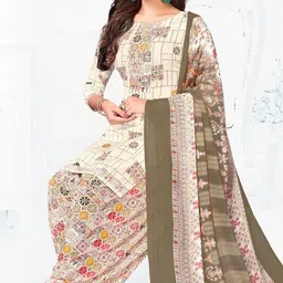 Unstitched Crepe Kurta & Patiyala Material Printed-image-9