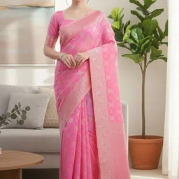 THREAD BOX Woven Design Zari Silk Blend Banarasi Saree-picture-29