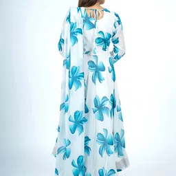 Femvy Women Floral Printed Fit and Flare Maxi Dress With Dupatta image 2