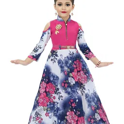 CHANDRIKA Girls Printed Full Length Casual Dress-image-9
