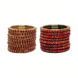 Adiba Fashion Factory Set Of 2 Multi Glass Artificial Stones & Beads Bangle-picture-28