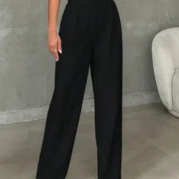 BROADSTAR Women Smart Straight Fit High-Rise Easy Wash Pleated Trousers-picture-37