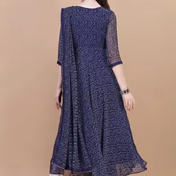 PMD Fashion Women Bandhani Printed Regular Gotta Patti Silk Georgette Kurta With Dupatta image 5