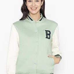 Bonjour Women Lightweight Bomber with Patchwork Jacket-picture-40
