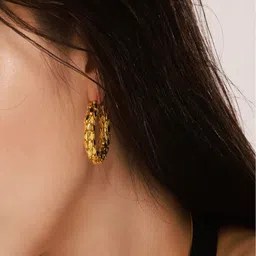 AQUASTREET 18K Gold Plated Waterproof Anti-Tarnish Fish Scale Chunky Hoop Earrings image 4