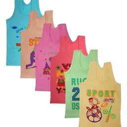 NEW TRINATH HOSIERY Kids Pack Of 6 Printed Cotton Basic Vests ABV-01-picture-47
