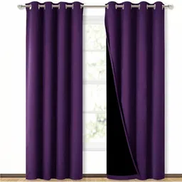 BFAM Purple Set of 2 Black Out Long Door Curtain-picture-38
