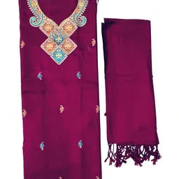 Vrinde Woolen Embroidered Salwar Suit & Stole Unstitched Winter Dress Material image 4