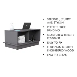 HEXA RED Grey Textured Wooden Rectangle Coffee Table image 3