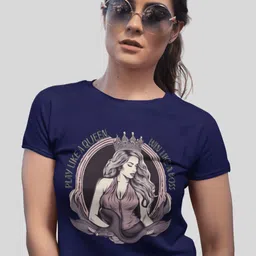 Tee Fusion Women Printed Play Like a Queen Win Like a Boss Classy Slim Fit T-shirt-picture-34