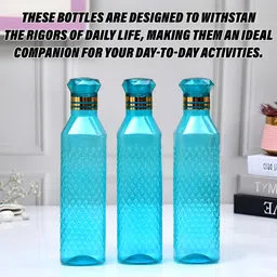 Aura Blue & Green 9 Pieces Textured Water Bottles-1 L Each image 5