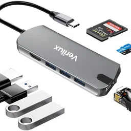 Zeitel USB C Hub Ethernet 8 in 1 with 4K HDMI PD SD Card Laptop Wired USB Lan Adapter compatible with Ubuntu image 1
