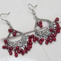 Creative Frogs Maroon Alloy Earrings-picture-12