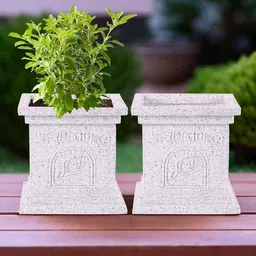 Kuber Industries White 2 Pieces Tulsi Mancha Gamla Planters image 1
