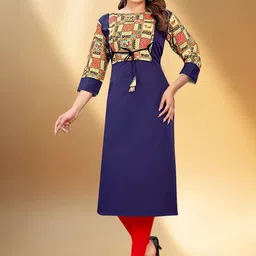 KHANJAN FASHION Paisley Printed Crepe Kurta-image-32
