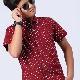 V-Mart Boys Micro Ditsy Printed Spread Collar Cotton Casual Shirt-picture-11