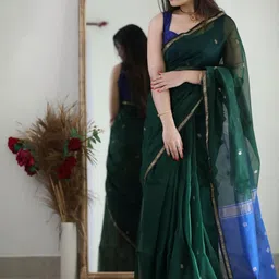 CaniBani Woven Design Zari Silk Blend Banarasi Saree image 5