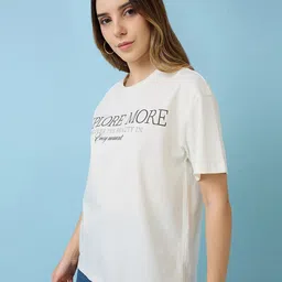 Mast & Harbour Women Printed Raw Edge T-shirt image 3