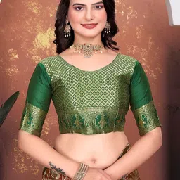 KANOODA Ethnic Motifs Zari Silk Blend Heavy Work Saree image 2