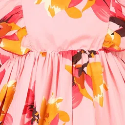 Cutiekins Girls Floral Printed Ruffled Fit & Flare Midi Dress image 5