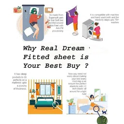 REALDREAM Beige & Blue Floral 260 TC King Bedsheet with 2 Pillow Covers image 2