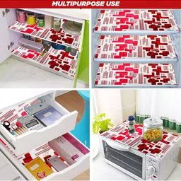 E-Retailer 4-Pcs Red & Off White Printed Refrigerator Covers image 2