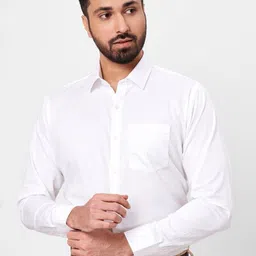 Cottonking Men Slim Fit Solid Spread Collar Pure Cotton Formal Shirt-picture-10