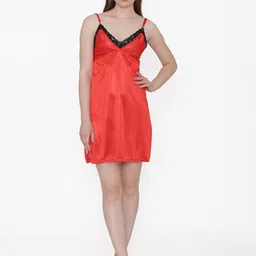 PHALIN Silky Satin Babydoll Dress - Red (Size - Free ) image 4