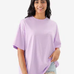 URBANICE Round Neck Drop-Shoulder Sleeves Oversized Cotton T-shirt-picture-27