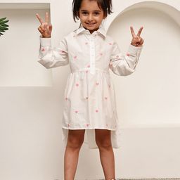 JAKANARY Girls Self Design Embroidered Applique Cotton Fit & Flare Dress-picture-14
