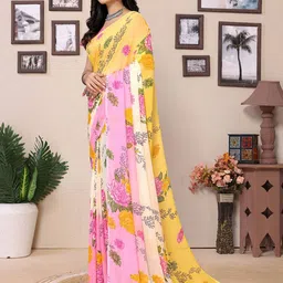 Moda Rapido Floral Printed Saree With Unstiched Blouse Piece image 3