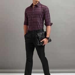HIGHLANDER Men Button-Down Collar Checked Cotton Slim Fit Casual Shirt-picture-20