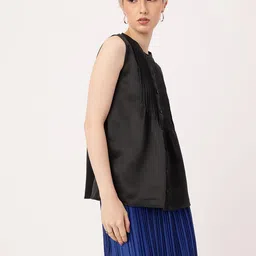 DressBerry Effortless Elegance Pleated Satin Finish A-Line Top image 3