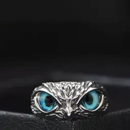 J.S ENTERPRISES Unisex Stainless Steel Owl Oxidised Finger Ring-picture-22