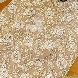 TANLOOMS Gold-Toned Floral Anti-Skid 8-Seater Table Cover with Embroidered details image 4