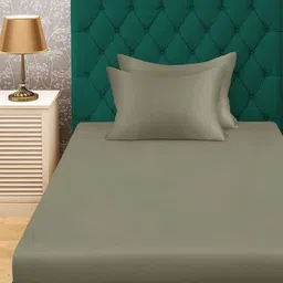 KLOTTHE Brown 300 TC Single Bedsheet With 2 Pillow Covers- 2.25 m x 1.5 m image 5