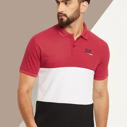 OGEN Men Colourblocked Polo Collar Applique T-shirt-picture-18