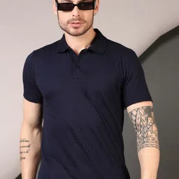 V-Mart Men Solid Polo Collar Cotton T-shirt image 4