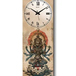 OLIVE TREE Brown & Grey Printed Wooden Contemporary Rectangle Shaped Wall Clock image 3