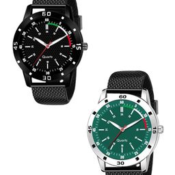 Miss Perfect Men Set of 2 Round Dial & Bracelet Style Straps Analogue Watch foxx12-picture-23